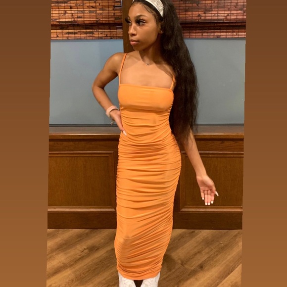 feeling my mesh dress fashion nova Caspian Slinky And Mesh Off Shoulder Maxi Dress / Ivory | MESHKI main image 0